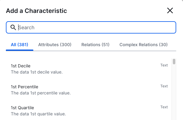 Image of the Add a Characteristic dialog box